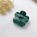Pince à cheveux fleur vert foncé avec motif marbré pour queue de cheval haute - Vert Paon 4CM