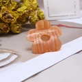 Elegante molletta per capelli a fiore rosa pesca con texture a righe lucida da donna - Rosa 4 Cm