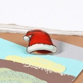 Mini Christmas hat hair clip with red and white enamel for festive party styling - Red Hat 2.4cm