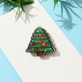 Mini pince à cheveux sapin de Noël avec émail vert et ornements colorés de fête - Sapin de Noël 2.6cm
