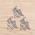 Vintage silver angel charms set of three made of alloy for DIY necklace making - 20 Pieces Set / Antique Silver