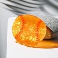 Baseball style hair claw clip in translucent orange with marble texture and red stitching - Orange Baseball / 5.5cm