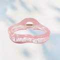 Pink translucent candy-colored cloud hair claw clip with pearlescent marble texture - 9.7cm / Begonia Red