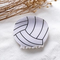 Sportliche Volleyball-Haarklammer aus weißem Acetat mit schwarzen Linien-Details - Weiß Schwarz Volleyball