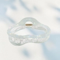 Chic pearlescent white wavy hair claw clip with cutout design and golden metal spring - 9.7cm / Ice Blue