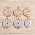 Golden and silver ancient Roman style coin pendants for DIY jewelry making on wood background - 10 Pieces/Pack (Large) / Multicolor