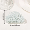 Pinza per capelli a forma di foglia con motivo marmo blu e lunghezza di 8,9 cm - 8.9CM / Bianco Floreale