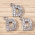Silver D-letter pendant with clear rhinestones for DIY jewelry making and keychains - Letter D