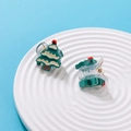 Paire de mini pinces à cheveux sapin de Noël pour filles sur fond bleu - Sapin de Noël