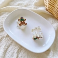 Set of two gingerbread man hair claws with green bowties for Christmas hair styling - Gingerbread Man