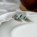 Set of two Christmas tree mini hair clips with red polka dots for festive styling - New Christmas Tree Style