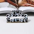 Elegant rectangle hair claw clip featuring black and white cow print with pearlescent finish - Cow Print (Medium Rectangle)