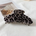 Rectangle leopard hair claw clip in purple and grey acetate finish for women - Purple Large Leopard (Ingot Shape)