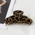 Large leopard print hair claw clip made of glossy resin for thick hair styling - Yellow Large Leopard (Ingot Shape)