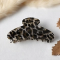 Rectangle leopard print hair claw clip with black and brown spots on white background - Gray Large Leopard (Ingot Shape)