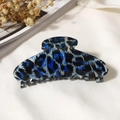 Blue leopard print rectangle claw clip hair accessory with high-gloss acetic finish - Blue Large Leopard (Ingot Shape)