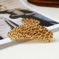 Leopard print rectangular hair claw clip in yellow acetate with hollow square design - Yellow Small Leopard (Ingot Shape)