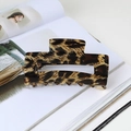 Fashionable leopard print rectangular hair claw clip with cutout resin design - Yellow Large Leopard (Medium Rectangle)