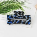 Elegant blue leopard print rectangle hair claw clip with cutout design for women - Blue Large Leopard (Medium Rectangle)