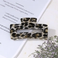 Rectangle leopard print hair claw clip with cutout design and polished finish - Gray Large Leopard (Medium Rectangle)