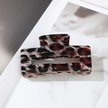 Classic rectangular leopard print hair claw clip with a glossy finish on marble - Dark Red Large Leopard (Medium Rectangle)