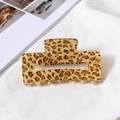 Classic leopard pattern large hair claw clip in glossy resin on white fabric - Yellow Small Leopard (Medium Rectangle)