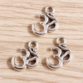 Ciondoli simbolo Om retrò in lega per collane fai-da-te con finitura argento vintage - 30 Pezzi/Confezione / Argento antico