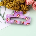 Pinza per capelli rettangolare viola di Natale con Babbo Natale e fiocchi di neve - 10.3 Base Viola Testa Babbo Natale