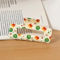 Pince à cheveux rectangulaire de Noël élégante avec motifs floraux Père Noël - 10.3 Fond Beige Couronne de Noël