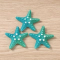 Three gradient blue-green starfish charms with realistic textures for DIY jewelry making - Green