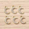 6er-Set goldene Mondsicheln mit Strasssteinen für DIY-Schmuckherstellung - Mond Design / 10er Pack / Gold
