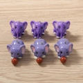 Pack of six cute purple cartoon elephant charms for DIY jewelry bracelets and necklaces - Mixed / 5 Pieces