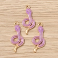 Fashionable snake pendant in purple enamel with golden finish for DIY jewelry crafts - Purple