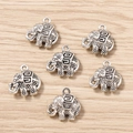 Set di 6 ciondoli a forma di elefante in argento vintage con motivi per gioielli fai da te - Elefante / Argento Antico