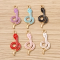 Set of 6 colorful enamel snake charms in gold alloy for DIY jewelry making - Multicolor
