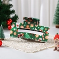 Pince à cheveux de Noël verte avec motifs de pain d'épice sur dentelle blanche - 8.3 Fond Vert Bonhomme de Neige & Pain d'Épice