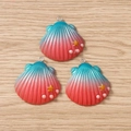 DIY seashell charms set with blue-pink gradient, gold stars and pearl beads - 5 Pieces / Red