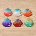 Set of 6 colorful gradient shell charms with pearls and gold stars for DIY jewelry - 5 Pieces / Multicolor