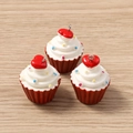 Τρία μενταγιόν cupcake από ρητίνη με καρδιά και πολύχρωμες χάντρες για DIY κοσμήματα - 5 Τεμάχια / Καφέ