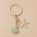 Portachiavi stella marina e conchiglia blu con strass per decorazione borsa alla moda - Stella marina Conchiglia