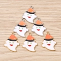 Ghost Halloween charms with witch hats for DIY jewelry making pendants for necklaces - 10 Pieces Pack / Multicolor