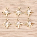 Set di 6 ciondoli a stella dorati con strass e perle per creazione di gioielli - Stella a otto punte