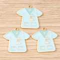Détails des pendentifs d'uniforme d'infirmière bleu clair en alliage et émail doré - Lot de 10 / Uniforme d'infirmière bleu