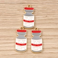 Détail de trois pendentifs émaillés en forme de flacon pour bijoux d'infirmière - Lot de 10 / Flacon de médicament gris