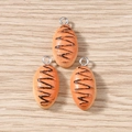 Set of 3 realistic baguette bread resin pendants with metal loops for DIY jewelry making - Toast / 10 Pieces Pack