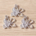 Exquise holle vlinderhangers met strass-steentjes voor DIY-kettingen en armbanden - 10 Stuks Verpakking / Zilver