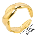 Vintage golden stainless steel open ring with twisted rope texture and 1.7cm inner diameter - Gold