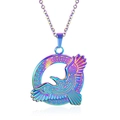 Rainbow plated stainless steel eagle necklace with celtic totem pattern pendant - Multicolor (With Necklace)