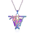 Collar con colgante de murciélago de acero inoxidable con acabado de arco iris - Collar con Colgante Iridiscente