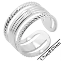 Detail of multi-layer braided stainless steel ring with 1.7cm adjustable open band design - Silver